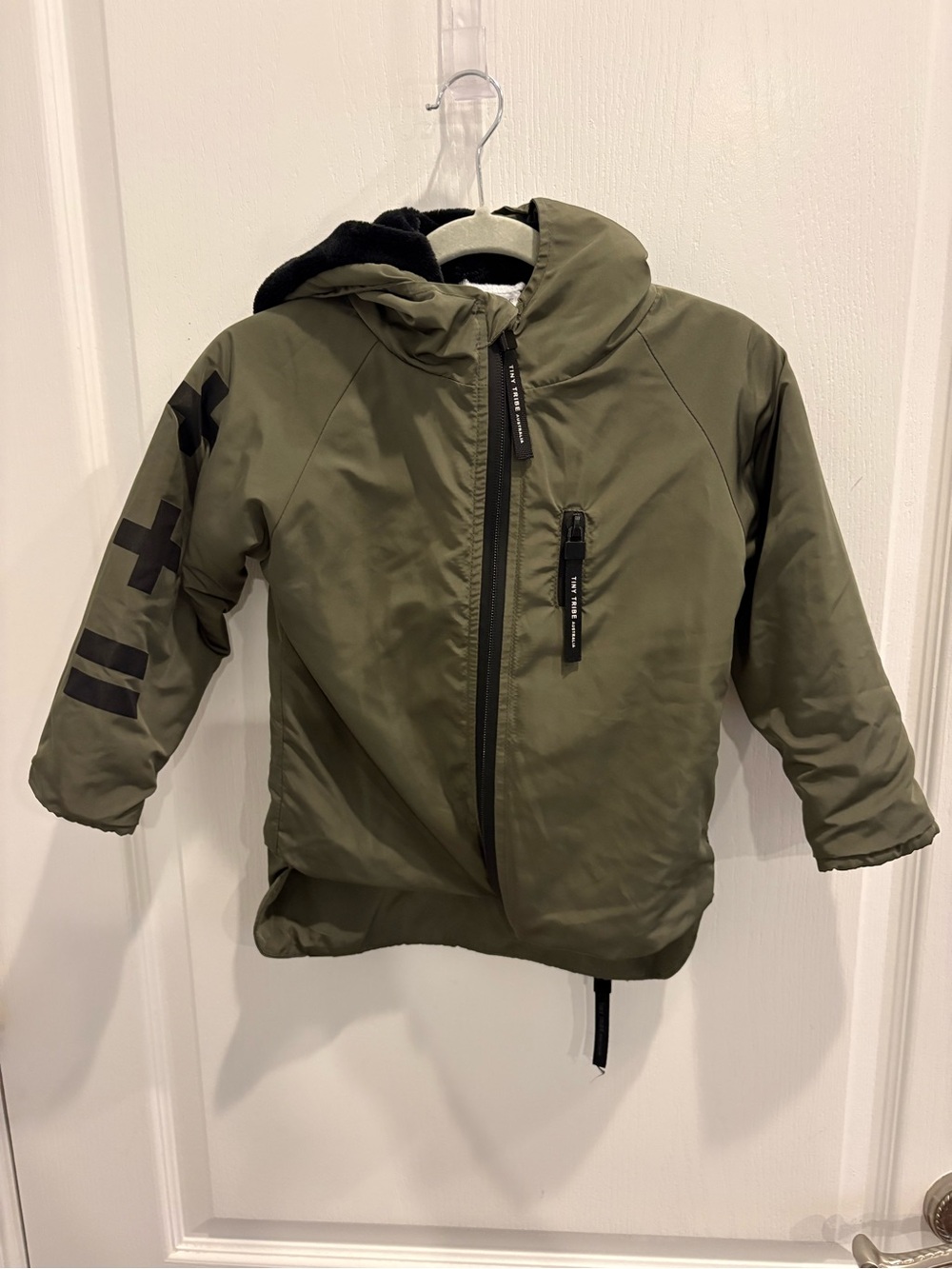 Tiny Tribe Australia Hooded Parachute Wind Breaker in Khaki Green Size 3T-4T